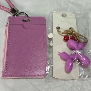 Card Holder Wristlet With Balloon Dog Charm Purse